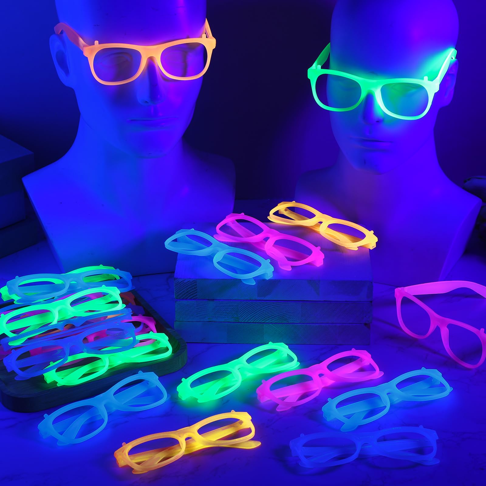2/24 peças de Óculos Neon que  - Glow In The Dark Party Glasses avaliação e preço