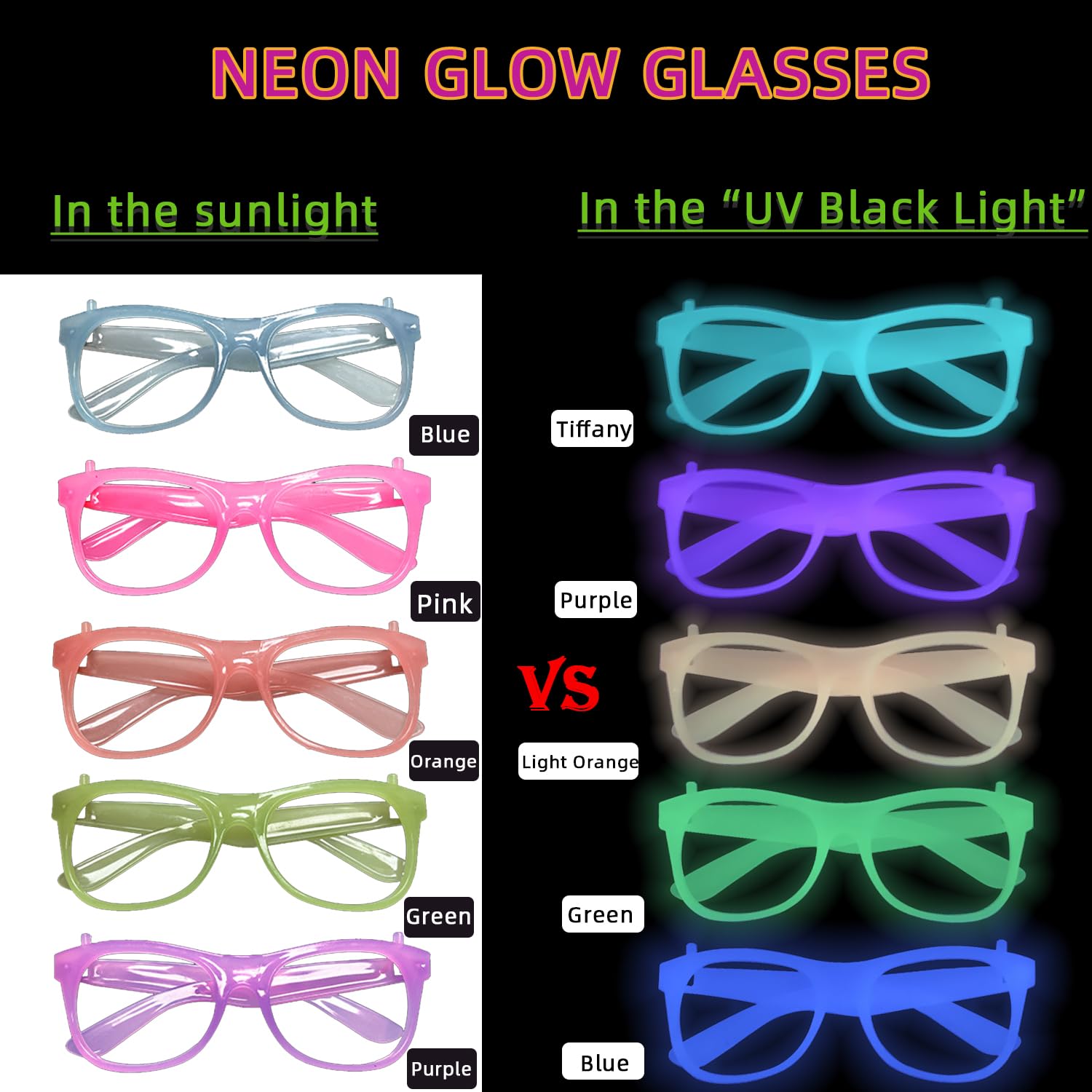 2/24 peças de Óculos Neon que  - Glow In The Dark Party Glasses avaliação e preço